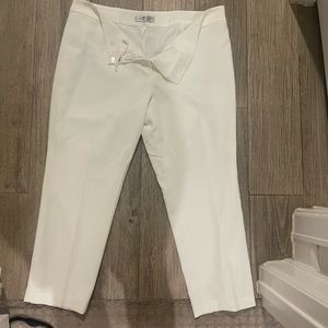 White crop suit pants